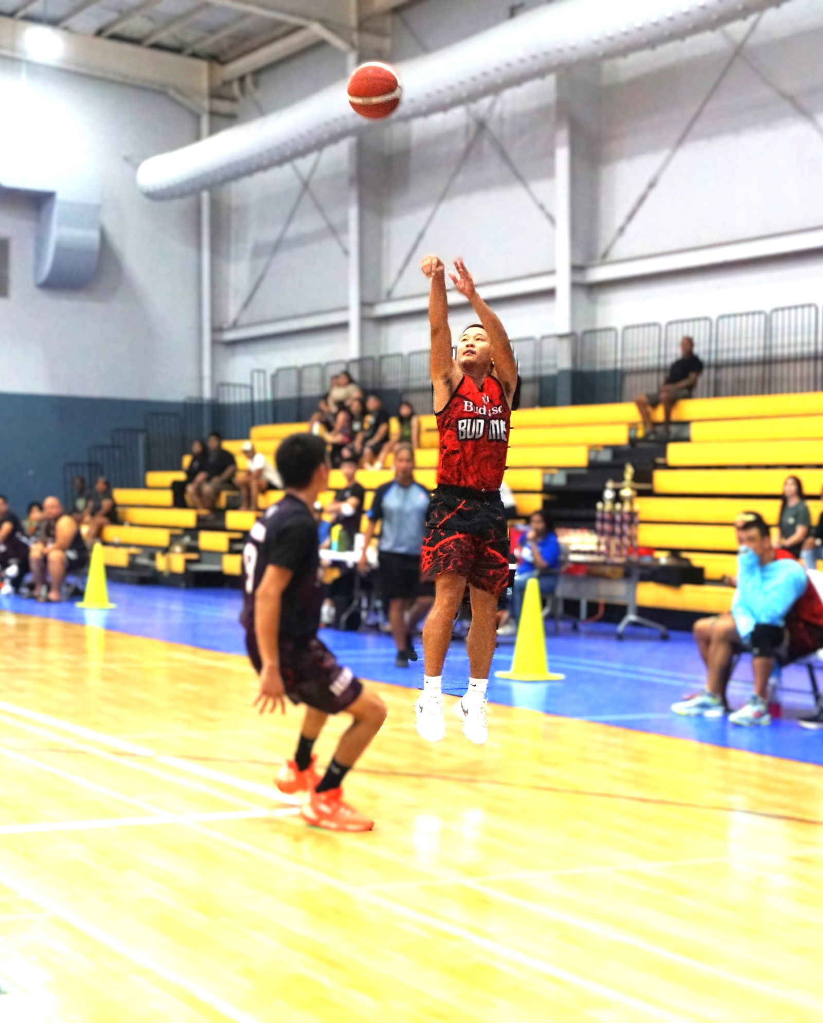 Marpac's Coby Santos pulls up for the three-point shot.