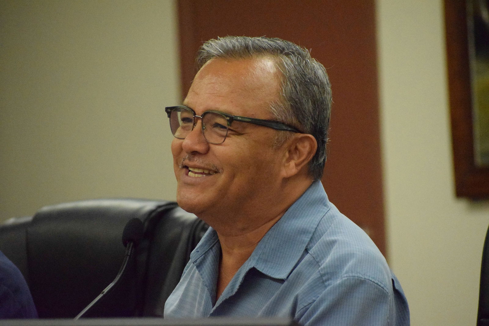 Sen. Paul A. Manglona smiles as he delivers his remarks during the 23rd Senate’s sine die session on Jan. 3, 2025.