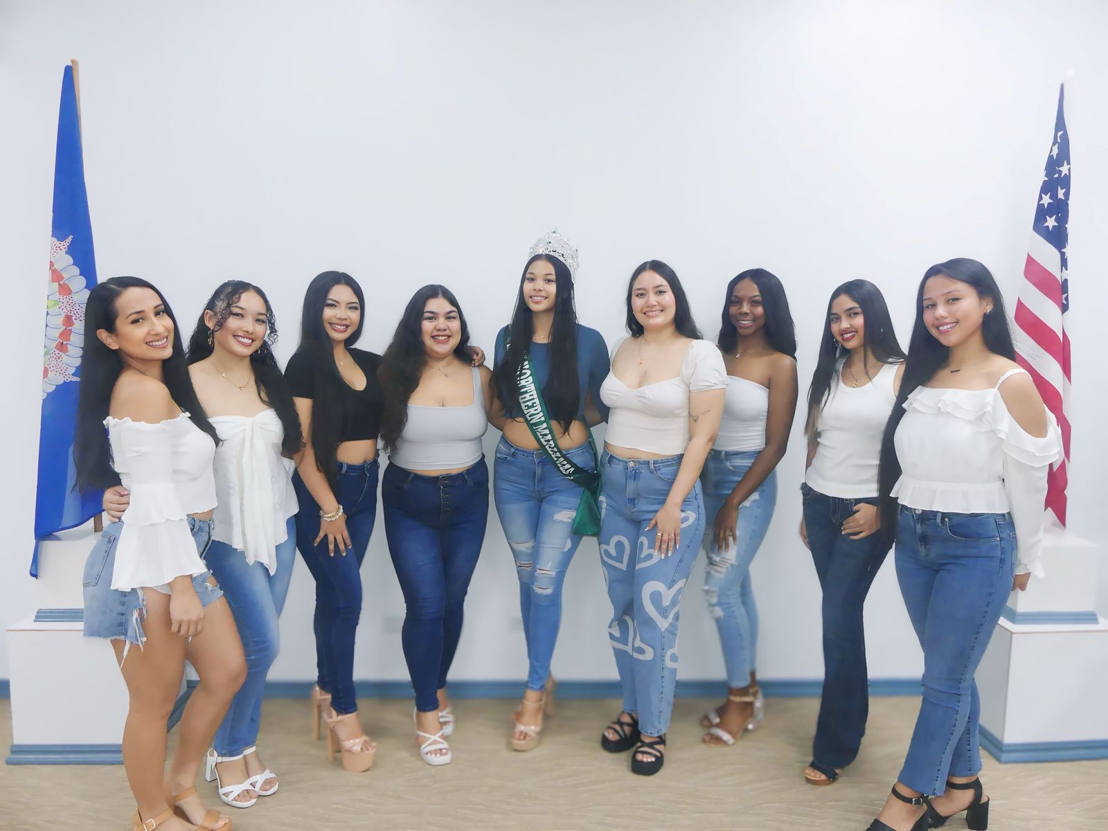 Miss Earth Northern Marianas Heavenly Pangelinan, center, poses with some of the models who will be participating in the 2025 Sustainable Fashion Show. 