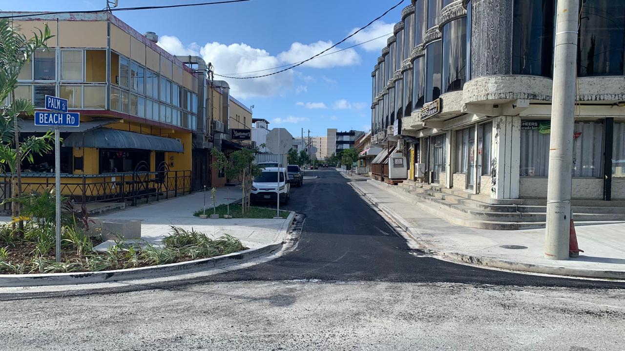 A Jan. 15, 2025 photo of the newly paved Palm Street. As of Jan.15, all Garapan Core streets are fully paved and enhanced with revitalized curbs, sidewalks, and parking spaces.