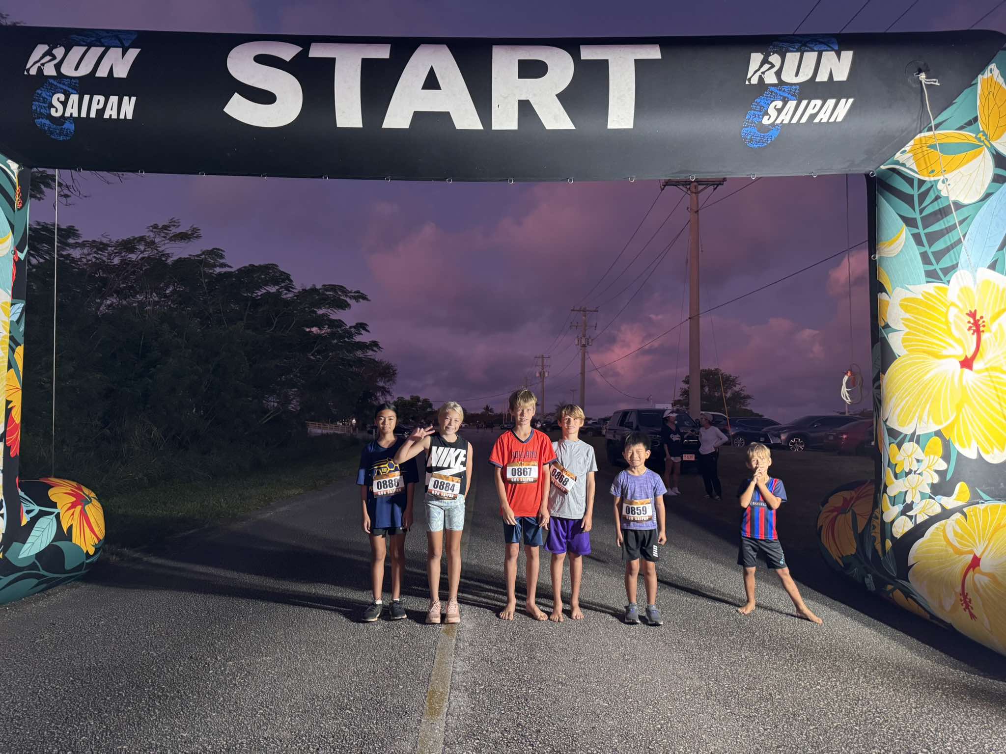 The participants of the 1.6K category of Run Saipan’s 4th Annual Saipan International Airport Trail Run pose for a group photo.