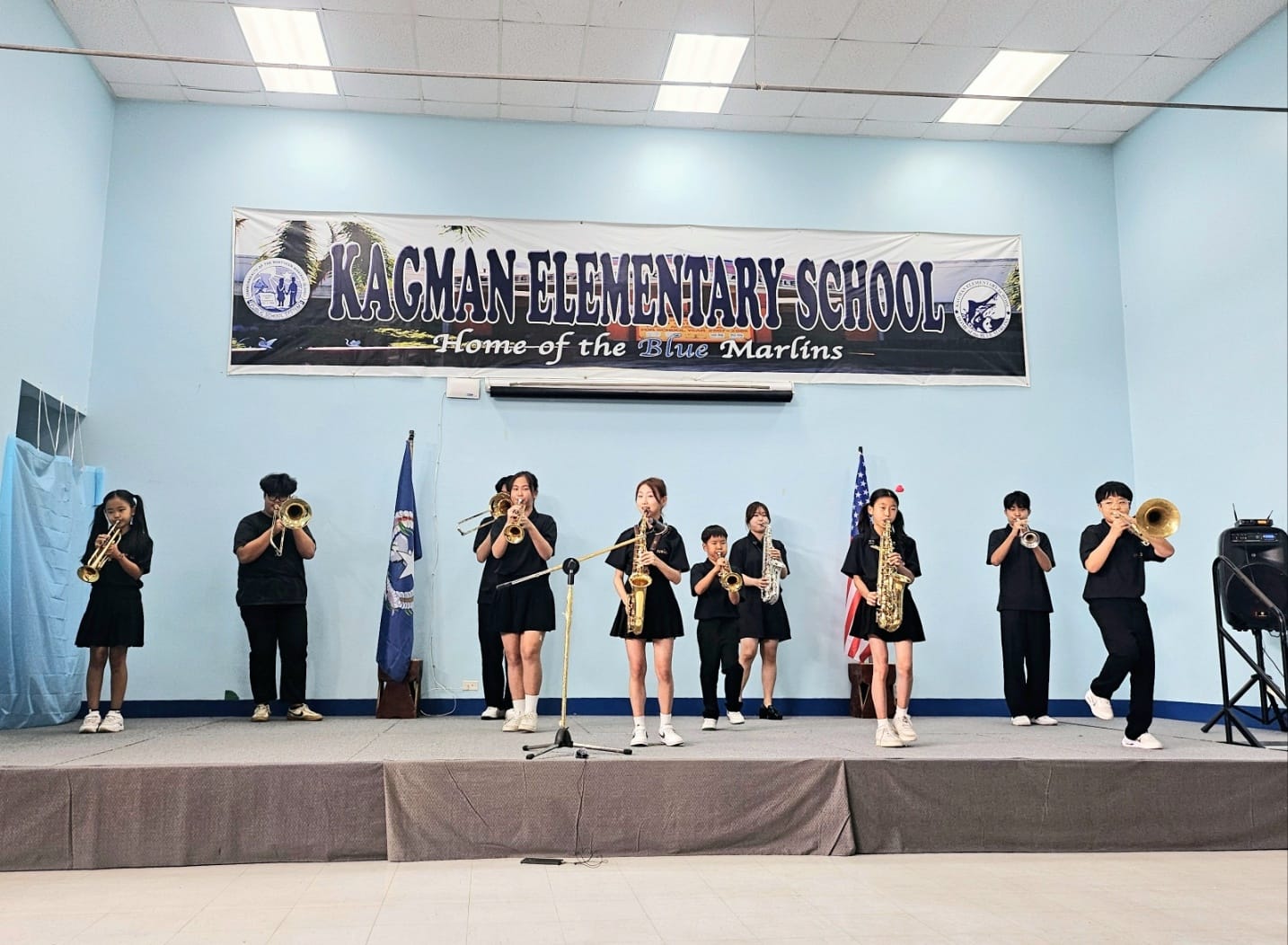 The Korea Junior Big Band members perform at Kagman Elementary School on Jan. 17, 2025.