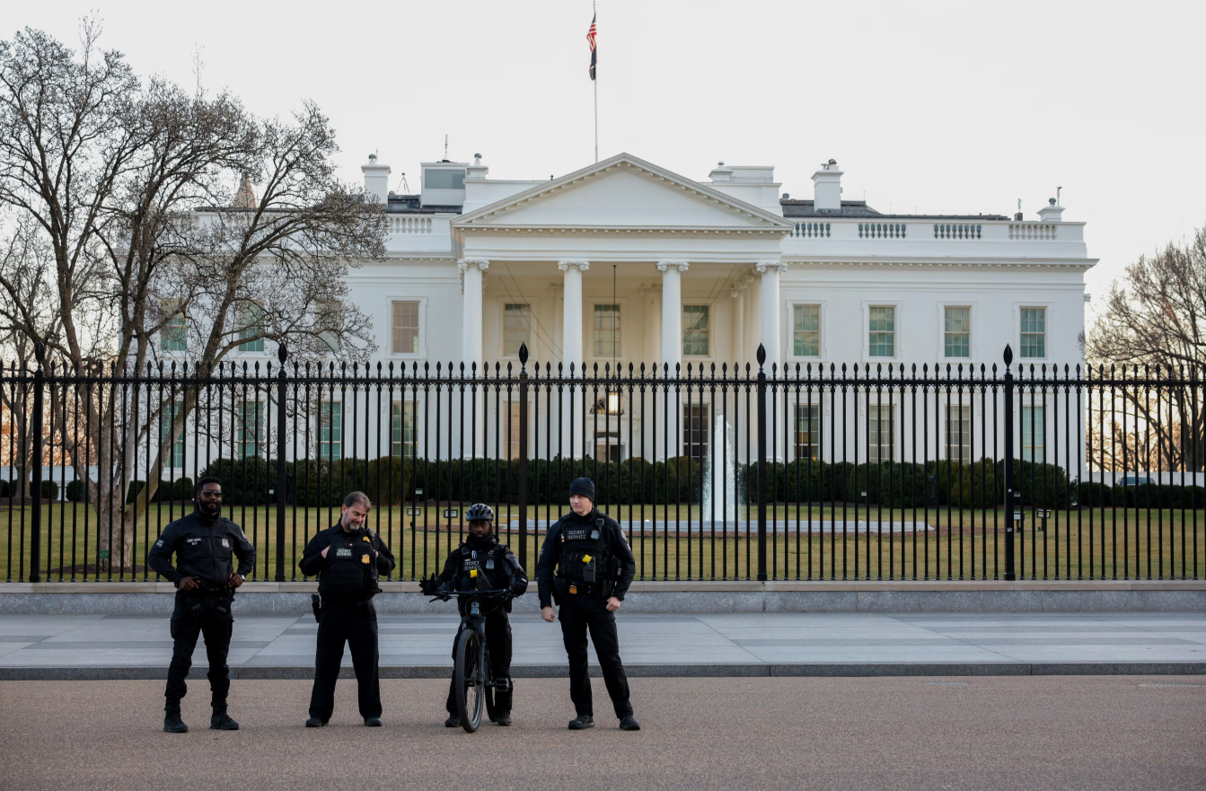 U.S. Secret Service Police stand guard outside the White House in Washington, D.C., Jan. 28, 2023.