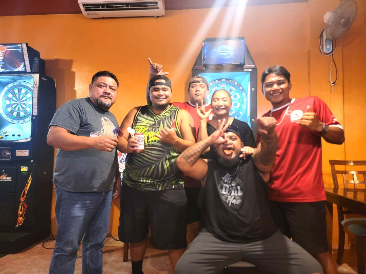 Tom Yum Drunken Dartz players pose for a group photo after defeating the 6JMS Bandits on Tuesday, Jan. 21, to claim the Latte Stone B Division Bud Light Cup of the 2024 SEDA Bud Light Dart League at Tom Yum Restaurant.