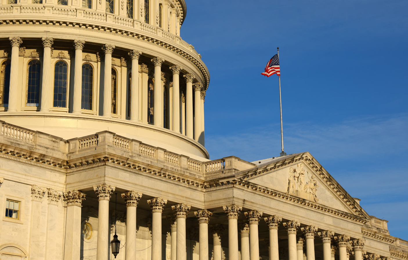 A U.S. flag flies at full staff at the East Front of the U.S. Capitol on the inauguration day of Donald Trump’s second presidential term in Washington, D.C., Jan. 20, 2025.