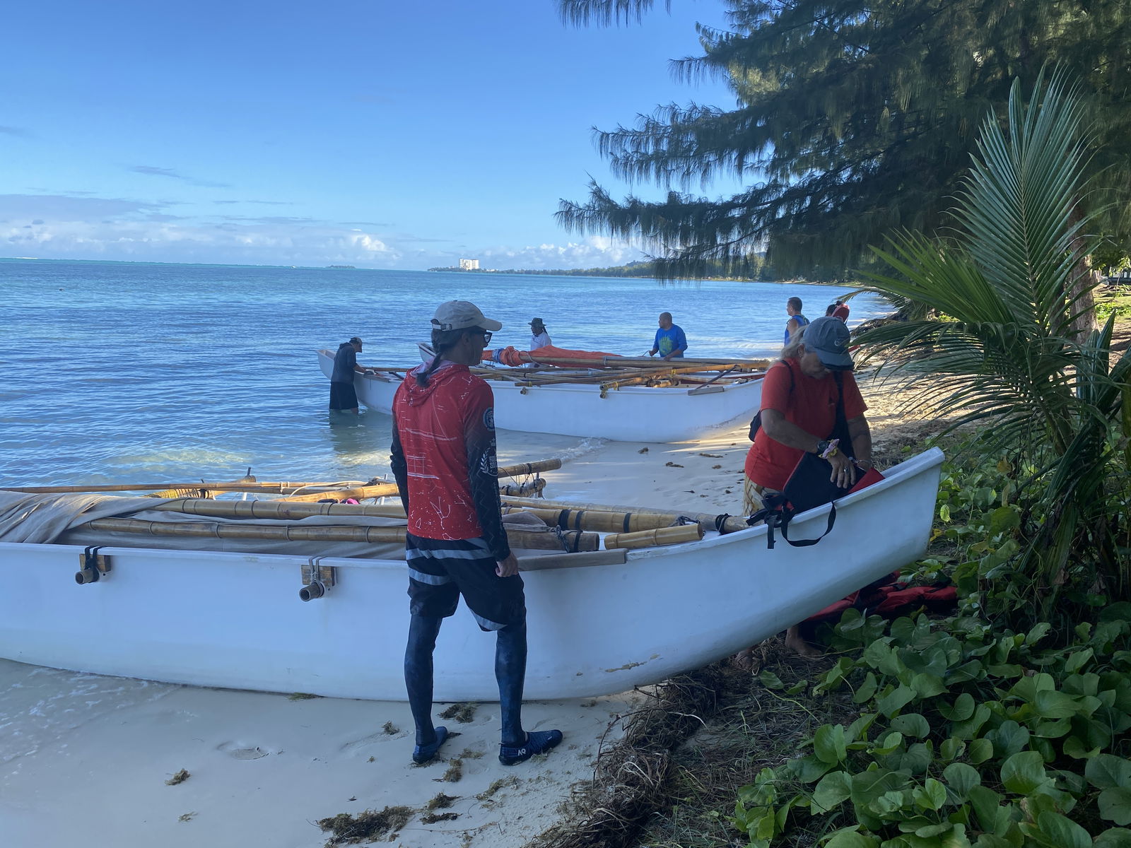 500 Sails crewmembers prepare for their trip to Tinian on Feb 13.