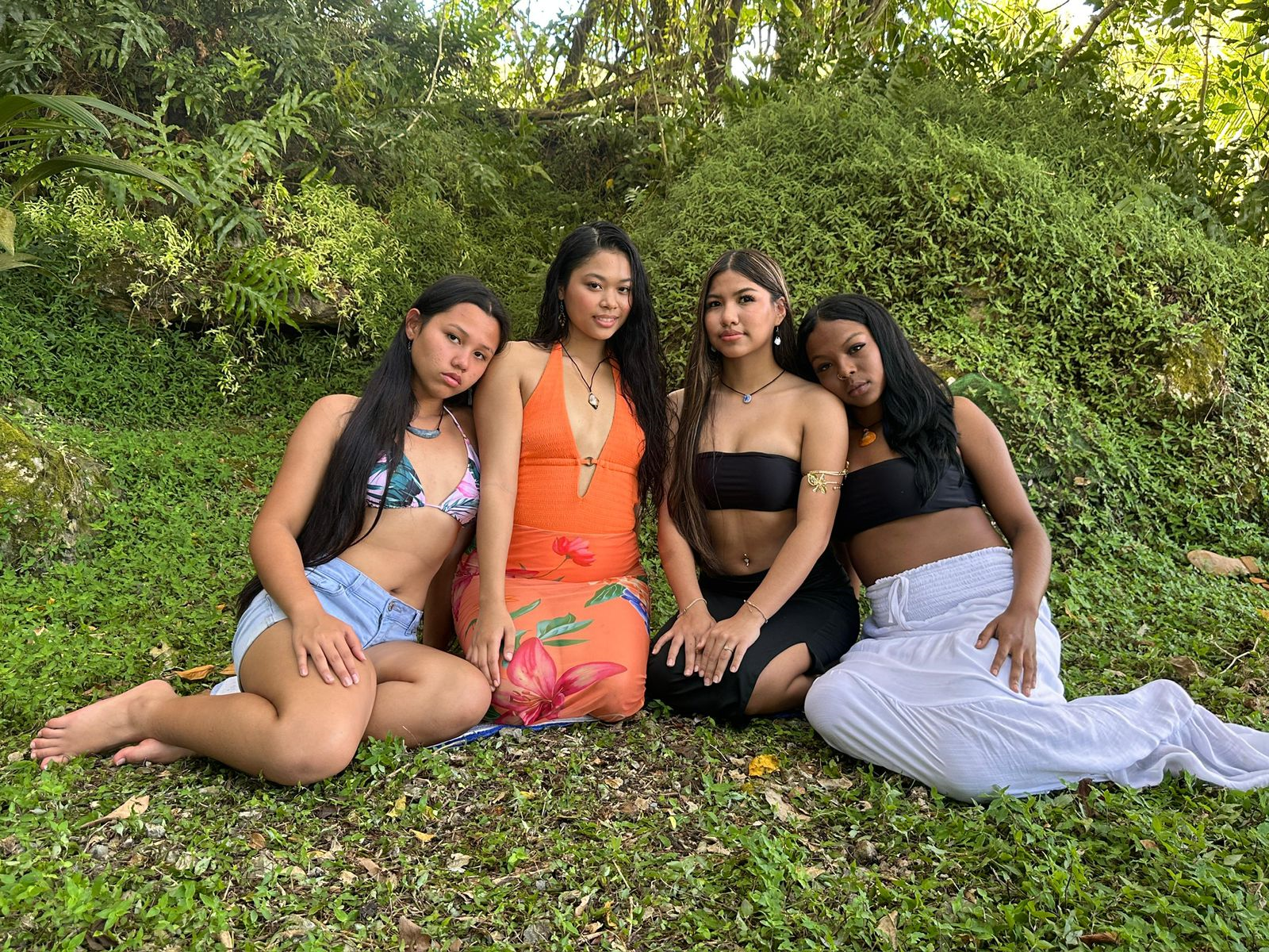 Heavenly Pangelinan, 2nd left, with some of the models who will participate in the upcoming 2025 Sustainable Fashion Show
