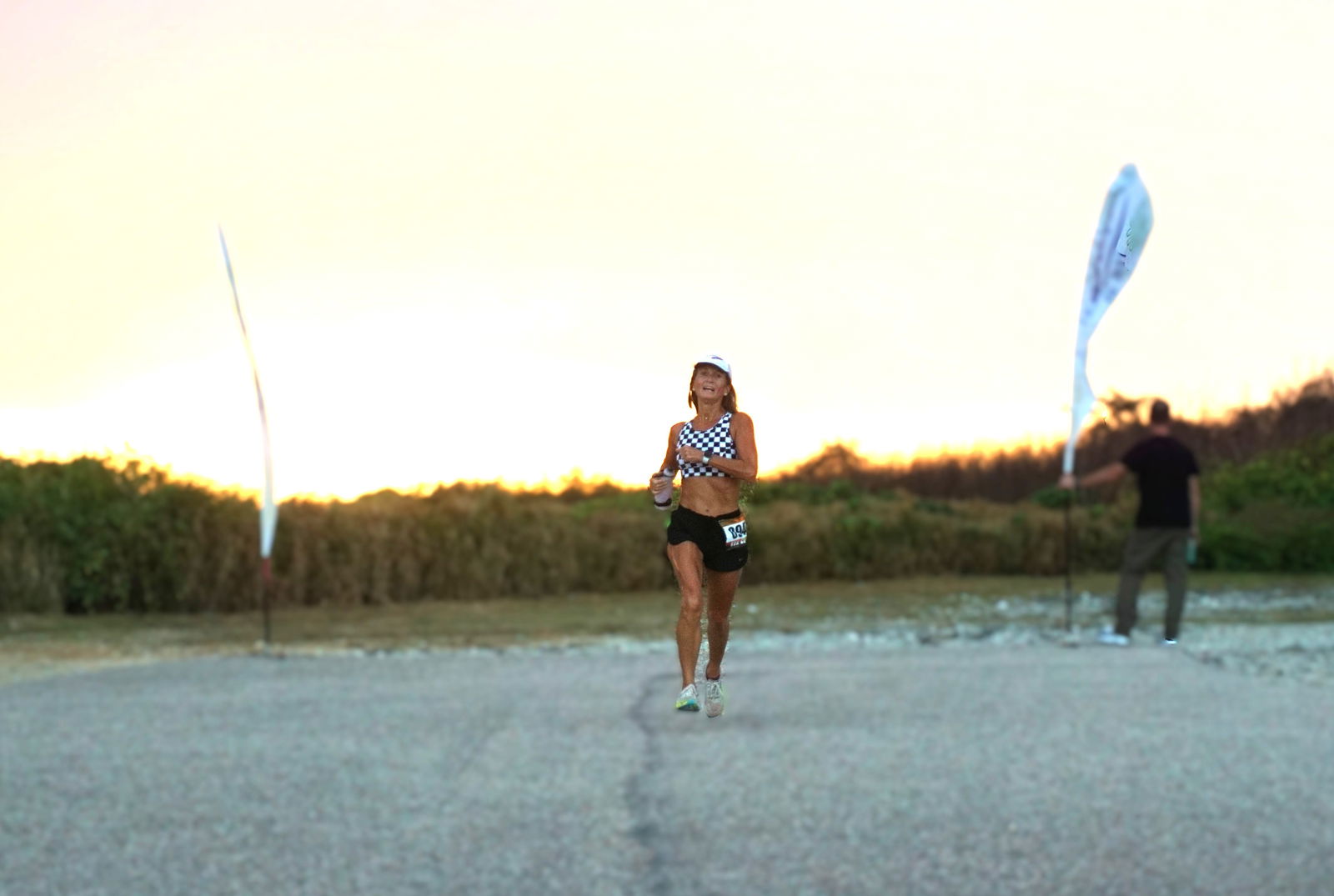 Krista Hawley pushes through the final leg of the Marpi Trail Run of Run Saipan’s Trinity 2025 at Banzai Cliff on Monday morning.