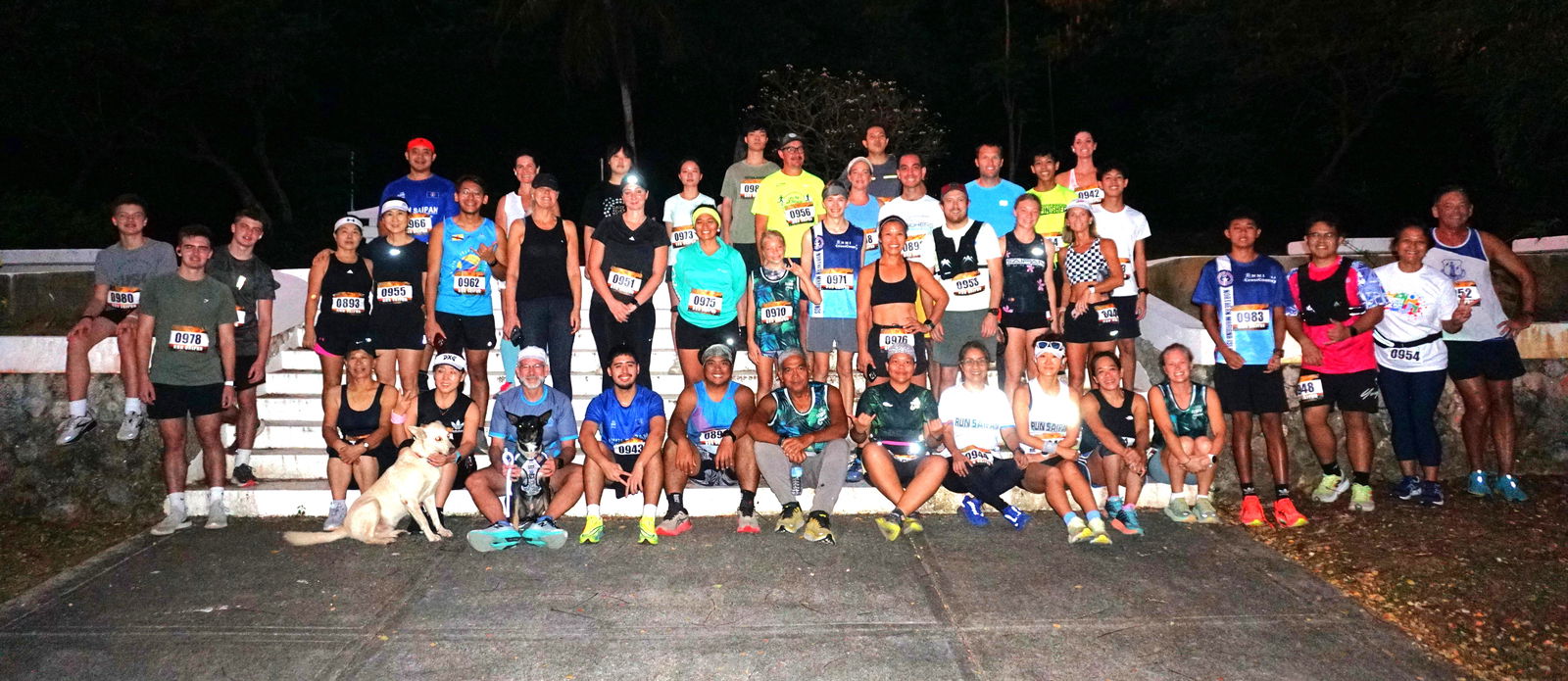 The participants of the Marpi Trail Run of Run Saipan's Trinity 2025 pose for group photo at the starting point at the Last Command Post Monday morning.