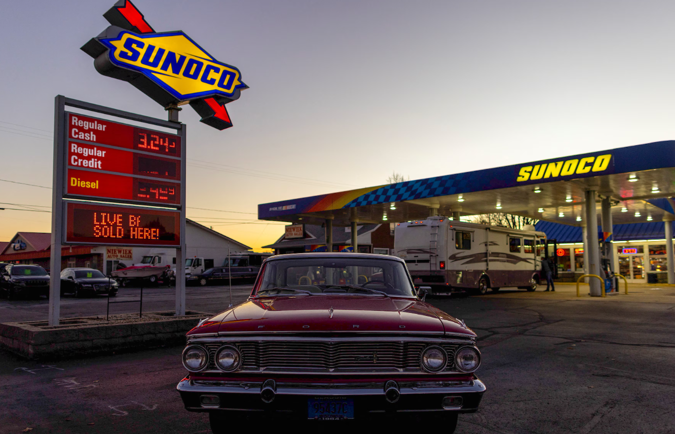 A parked 1964 Ford Galaxie is seen at a Sunoco gas station in Grand Rapids, Michigan, Nov. 1, 2024.