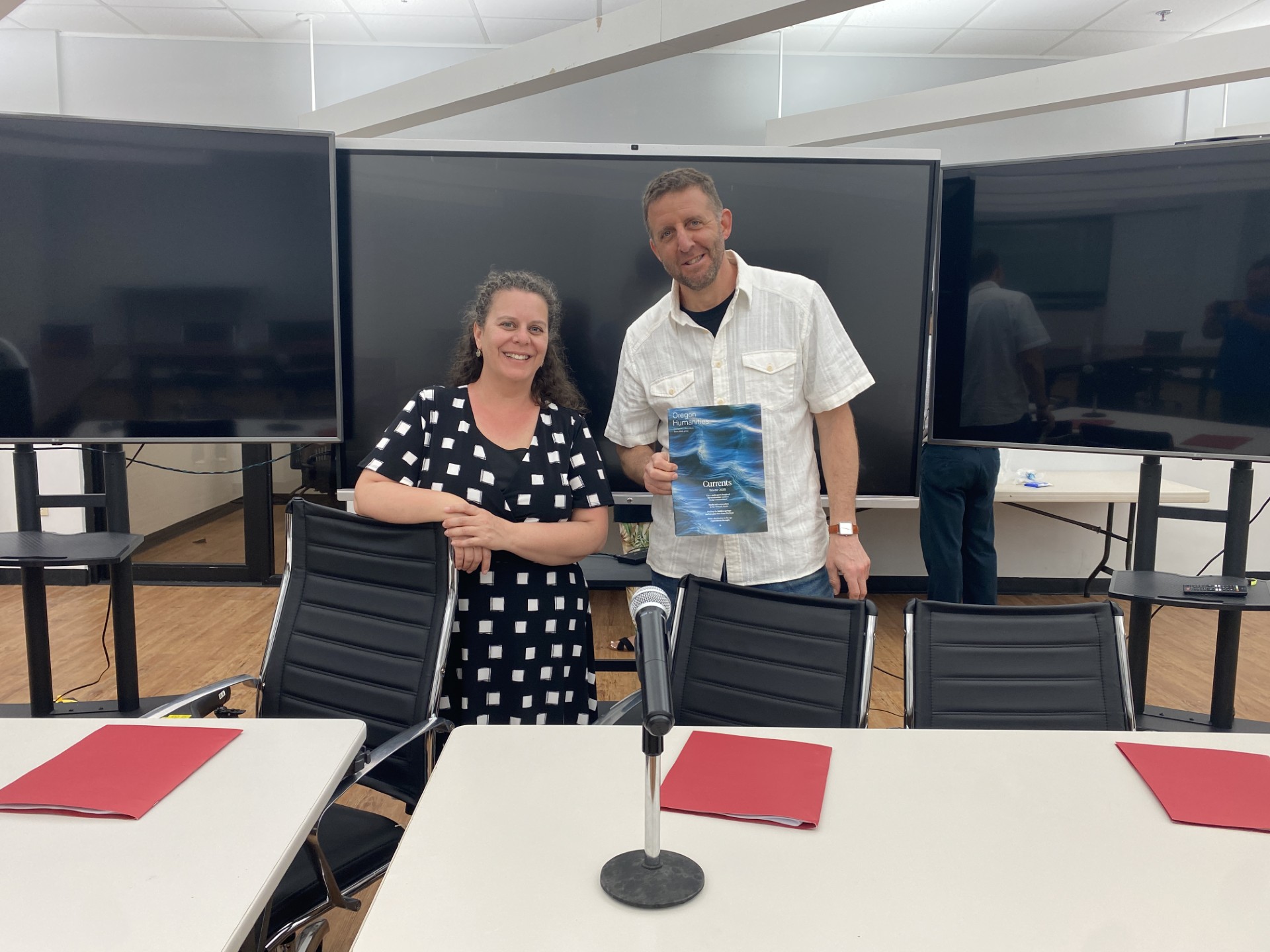 Jennifer Alkezweeny, left, and Adam Davis are the guest facilitators of the Humanities Council’s Community Talks program.