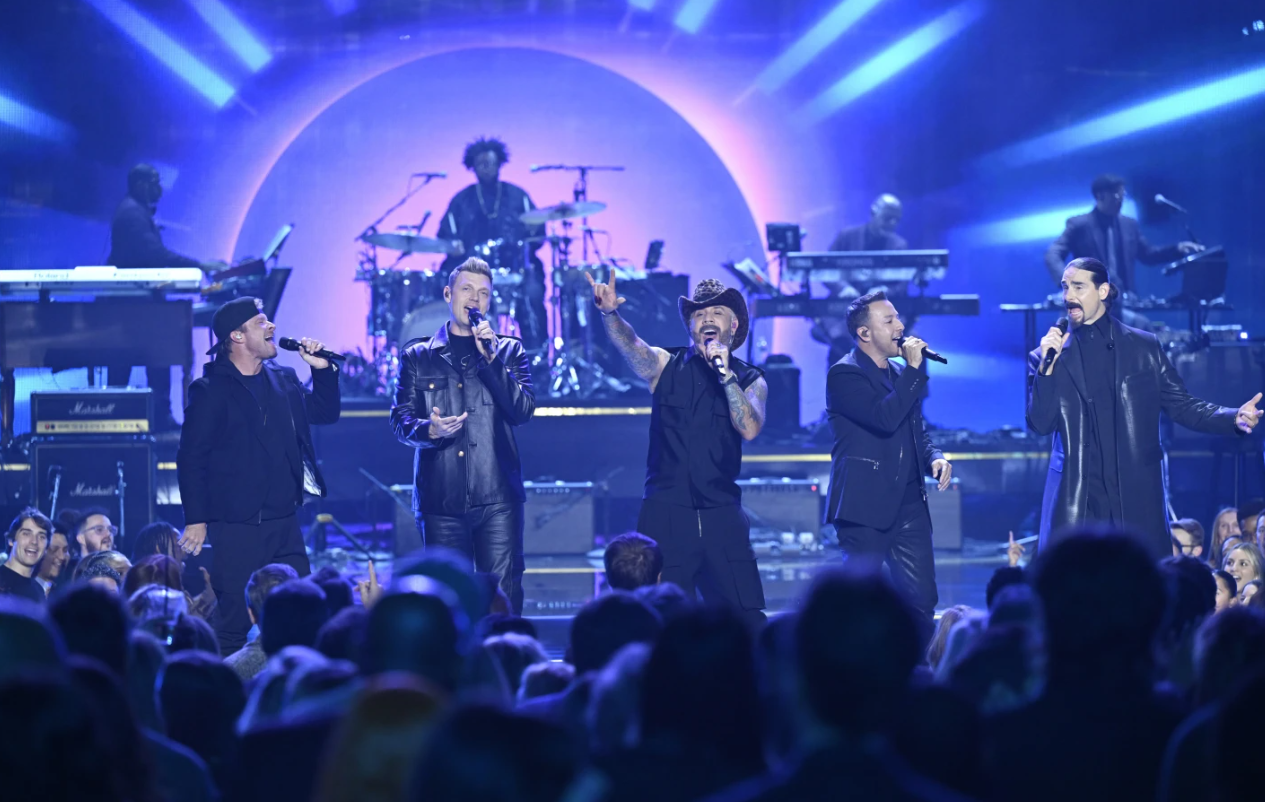 The Backstreet Boys performing during "SNL50: The Homecoming Concert" on Friday, Feb. 14, 2025, in New York.