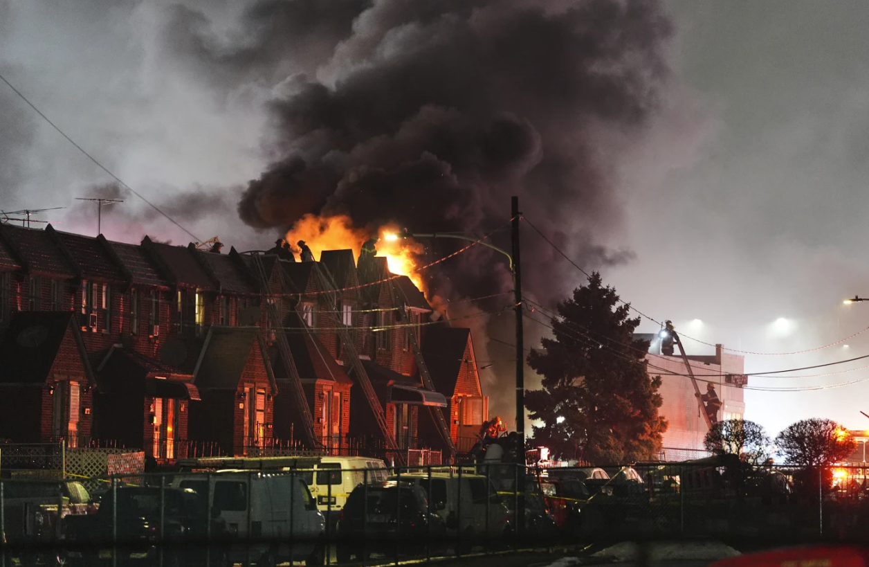 First responders work the scene after a small plane crashed in Philadelphia, Friday, Jan. 31, 2025.