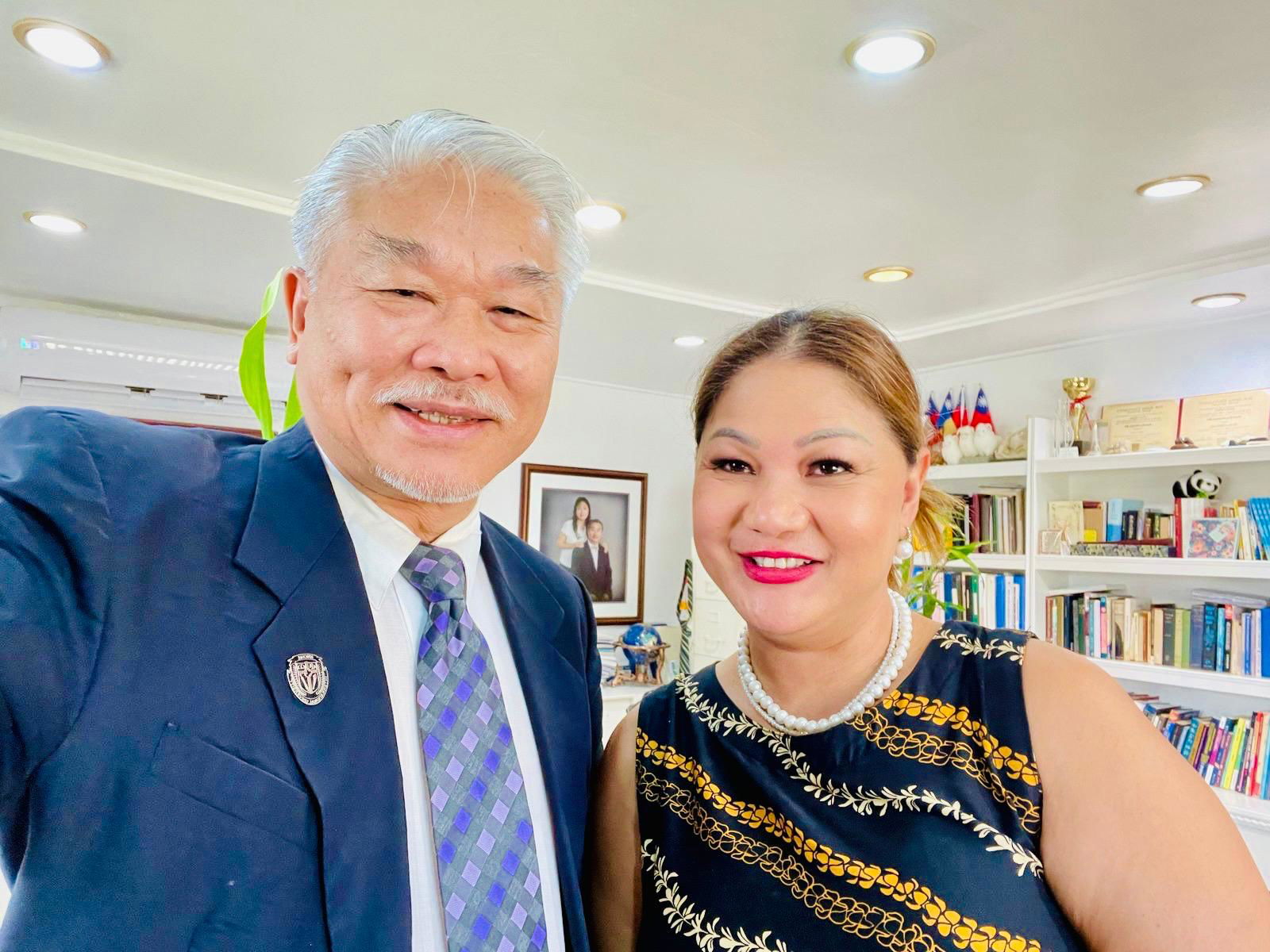 Sen. Corina Magofna, right, and Eucon International University President Dr. Christian Wei pose for photo after a meeting earlier this week.Contributed photo
