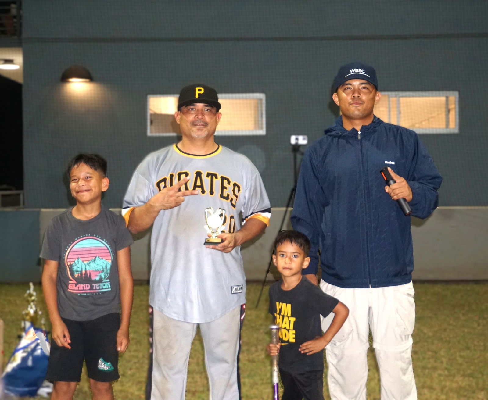 Pete Tomokane poses with the Regular Season MVP Award during the awards ceremony of the 2024 SBL Masters League at the Francisco "Tan Ko" Palacios Baseball Field on Wednesday, Feb 26.Photo by James F. Sablan Jr.