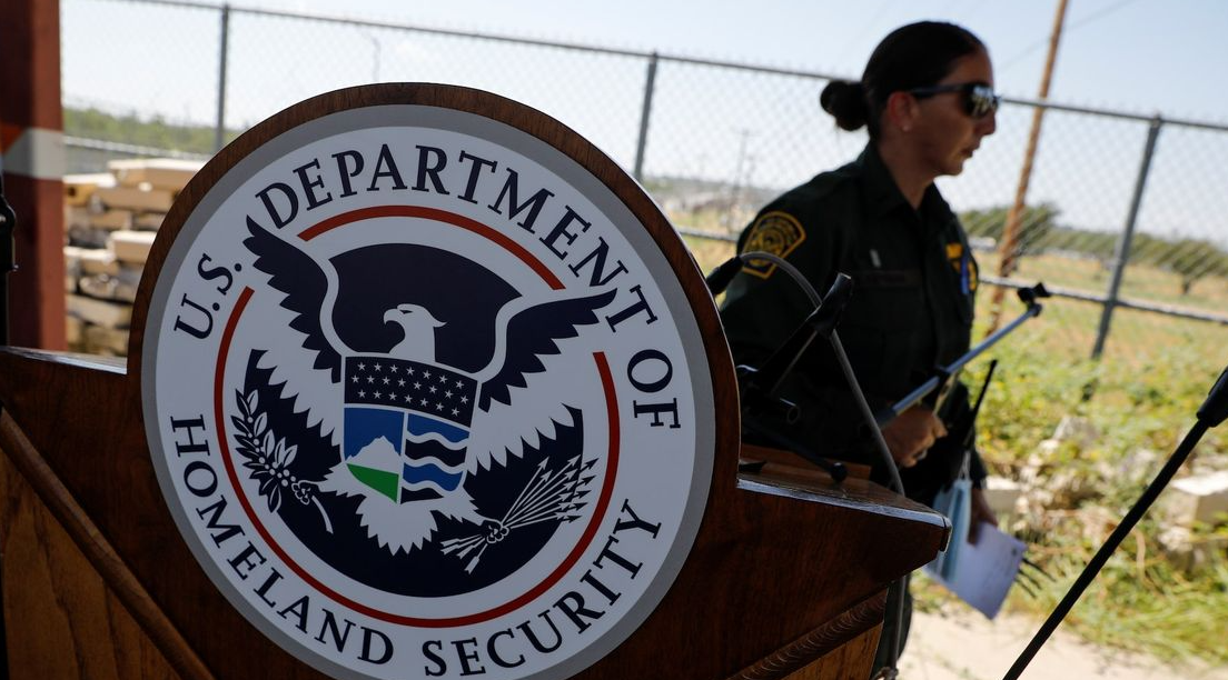 The seal of the U.S. Department of Homeland Security is seen in Del Rio, Texas, September 19, 2021.REUTERS