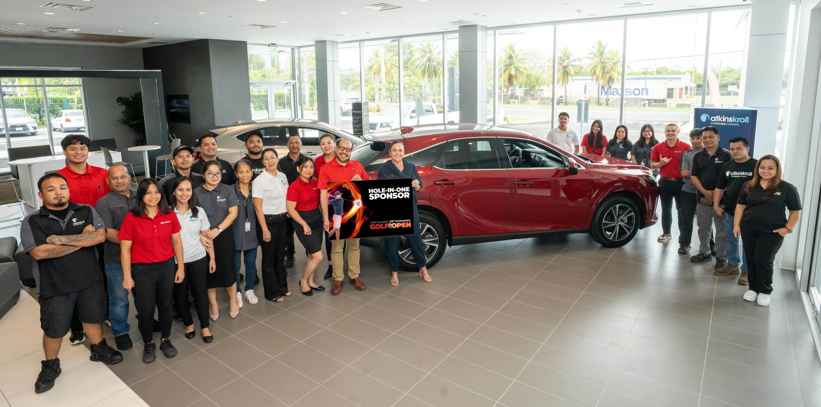As part of its ongoing support for higher education in the CNMI, Atkins Kroll Saipan is offering a brand-new Lexus RX350 as a hole-in-one prize at the Northern Marianas College Foundation’s upcoming Golf Open. In photo: NMC President Galvin Deleon Guerrero, EdD, with AK Saipan General Manager Tracy Guerrero and AK Saipan staff.NMC photo