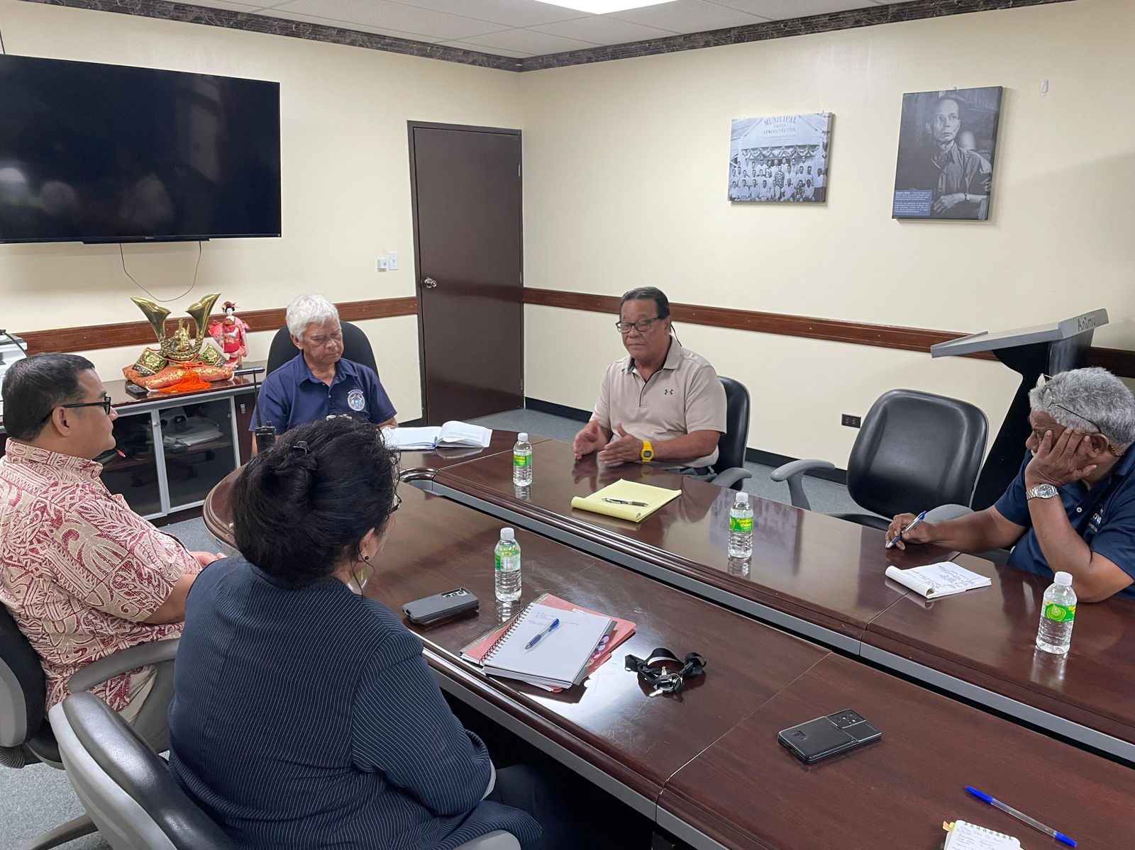 Saipan Mayor RB Camacho meets with the heads of local regulatory agencies.Contributed photo