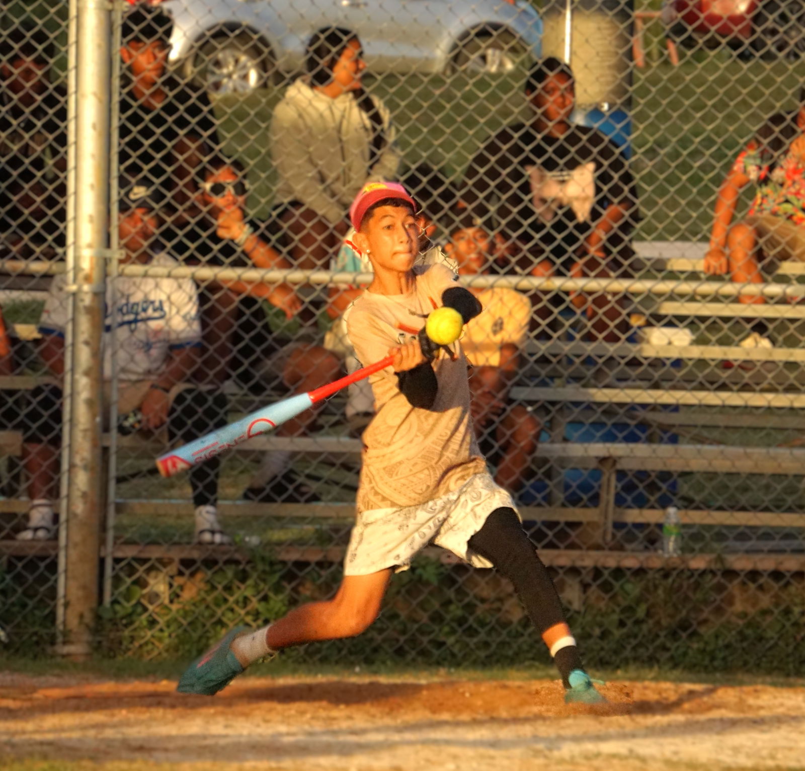 Sweet Rolls’ King hits a home run during the championship game of the 2025 Saipan Mayor’s Youth Softball Cup at the Capital Hill softball field on Sunday.Photo by James F. Sablan Jr.