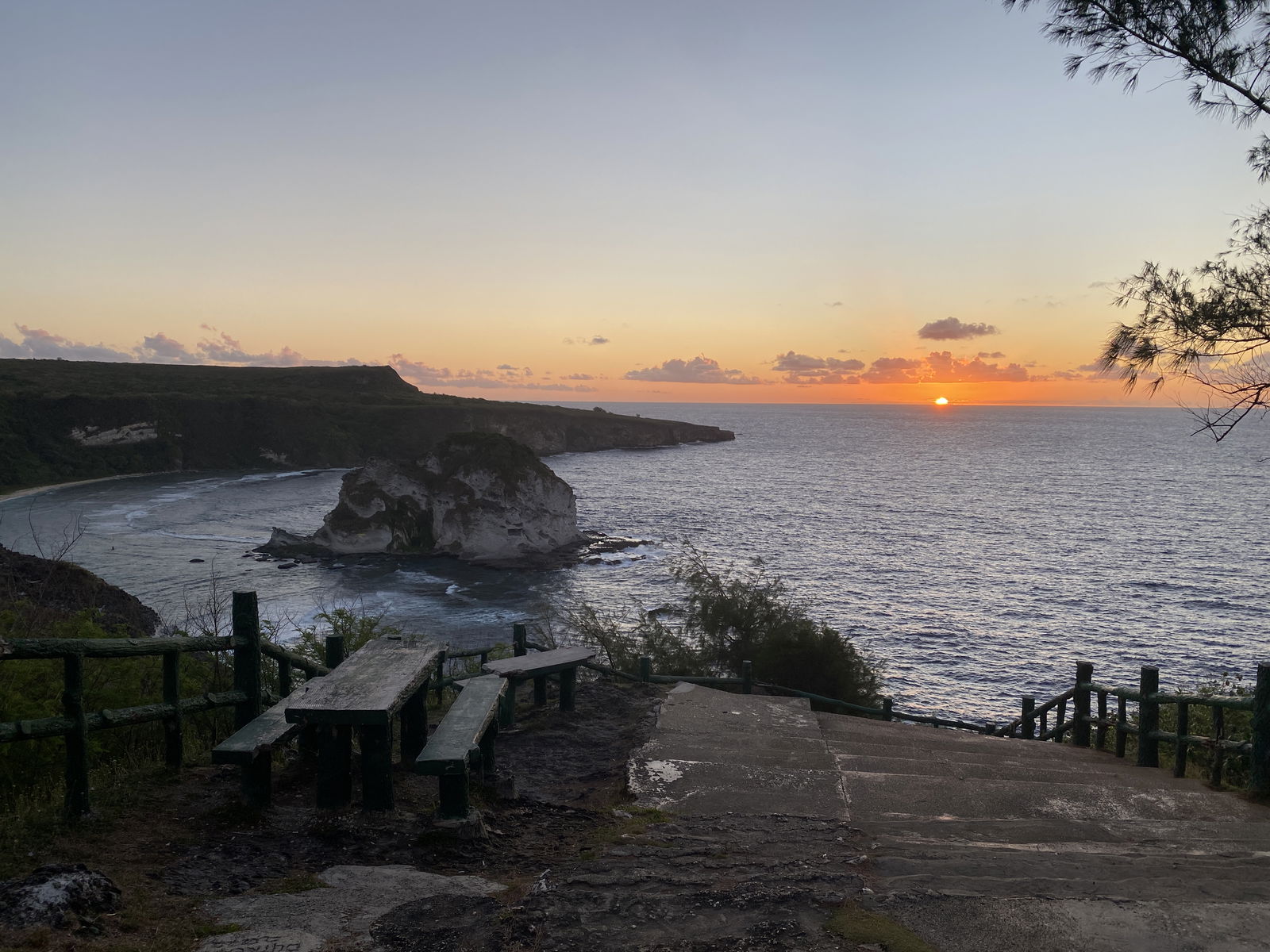 The sun breaks over the horizon on Wednesday, March 26, at the Bird Island Lookout survey station, where one fanihi or fruit bat was recorded during the annual Fanihi Count.