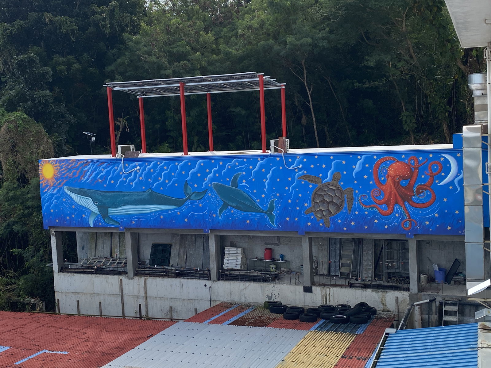 The mural as seen from the third floor of the Spicy Thai building.