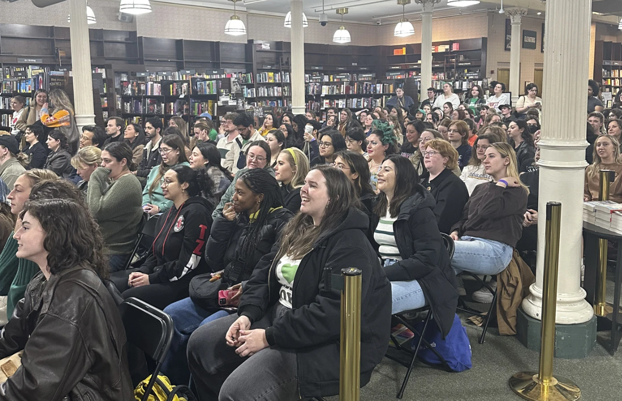 Fans appear at a midnight launch party for “Sunrise on the Reaping” by Suzanne Collins at Barnes & Noble bookstore in New York on Tuesday, March 18, 2025.AP