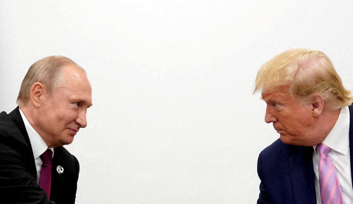 President Donald Trump and his Russian counterpart Vladimir Putin hold a bilateral meeting at the G20 leaders summit in Osaka, Japan on June 28, 2019.REUTERS