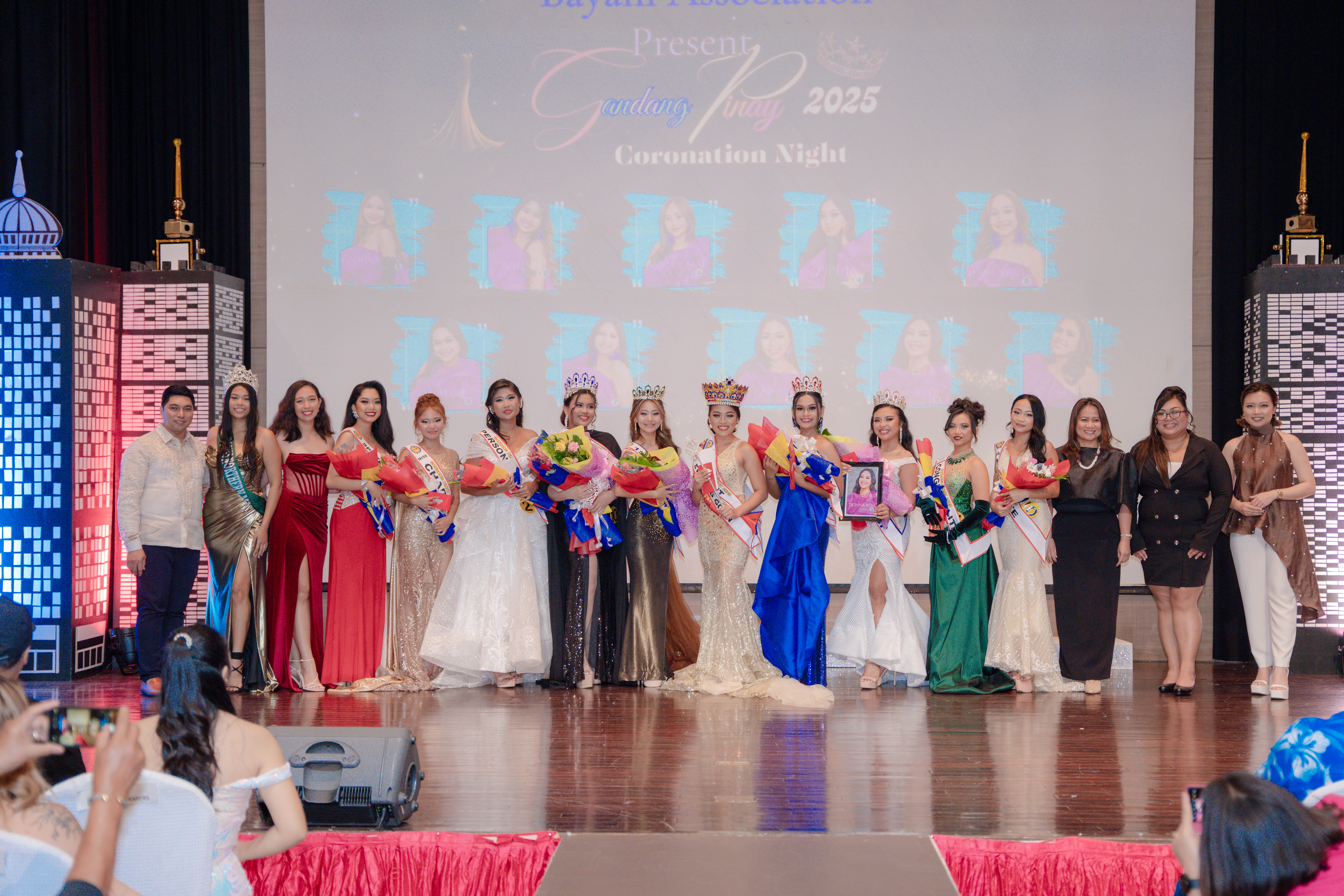 The 2025 Gandang Pinay candidates with the pageant judges.