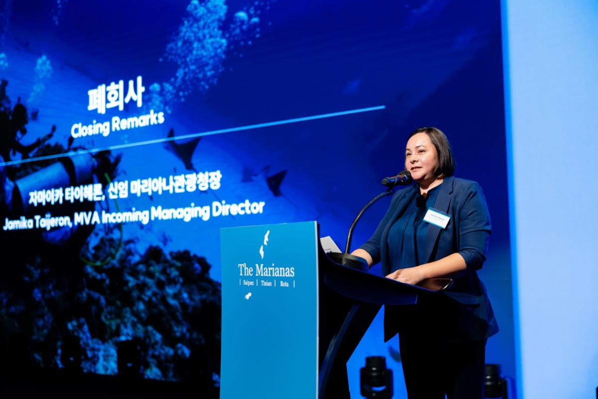 Marianas Visitors Authority incoming Managing Director Jamika Taijeron speaks at “The Marianas Day” seminar for travel trade representatives held on Feb. 26, 2025, in Seoul, Korea. The seminar provided destination updates, details on the MVA’s marketing campaigns, and attractions in Saipan, Tinian, and Rota to help attract visitors from Korea. Taijeron takes over the helm of the state tourism office on March 3, 2025.