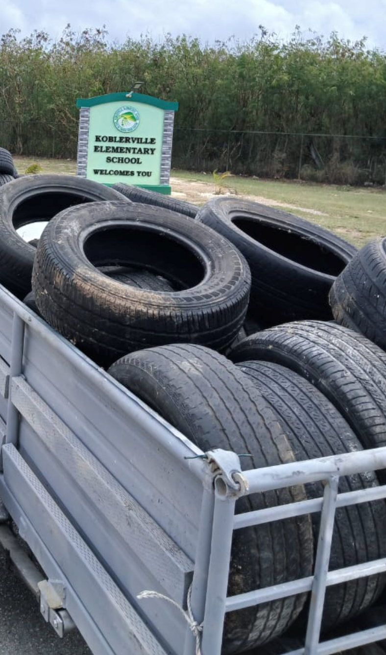 Koblerville Elementary School will repurpose used tires into creative playground structures.