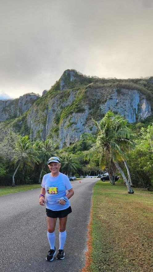 Parvaneh Moayedi of the U.S. wears a smile from start to finish while taking on the full marathon of Skechers Saipan Marathon 2025 on March 8, 2025.