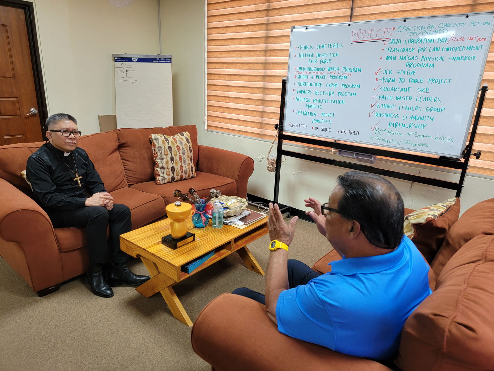 Saipan Mayor RB Camacho, right, with Bishop Romeo Convocar of the Diocese of Chalan Kanoa.Contributed photo