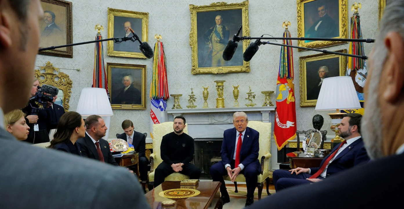 U.S. President Donald Trump meets with Ukrainian President Volodymyr Zelenskiy at the White House in Washington, D.C., Feb. 28, 2025.