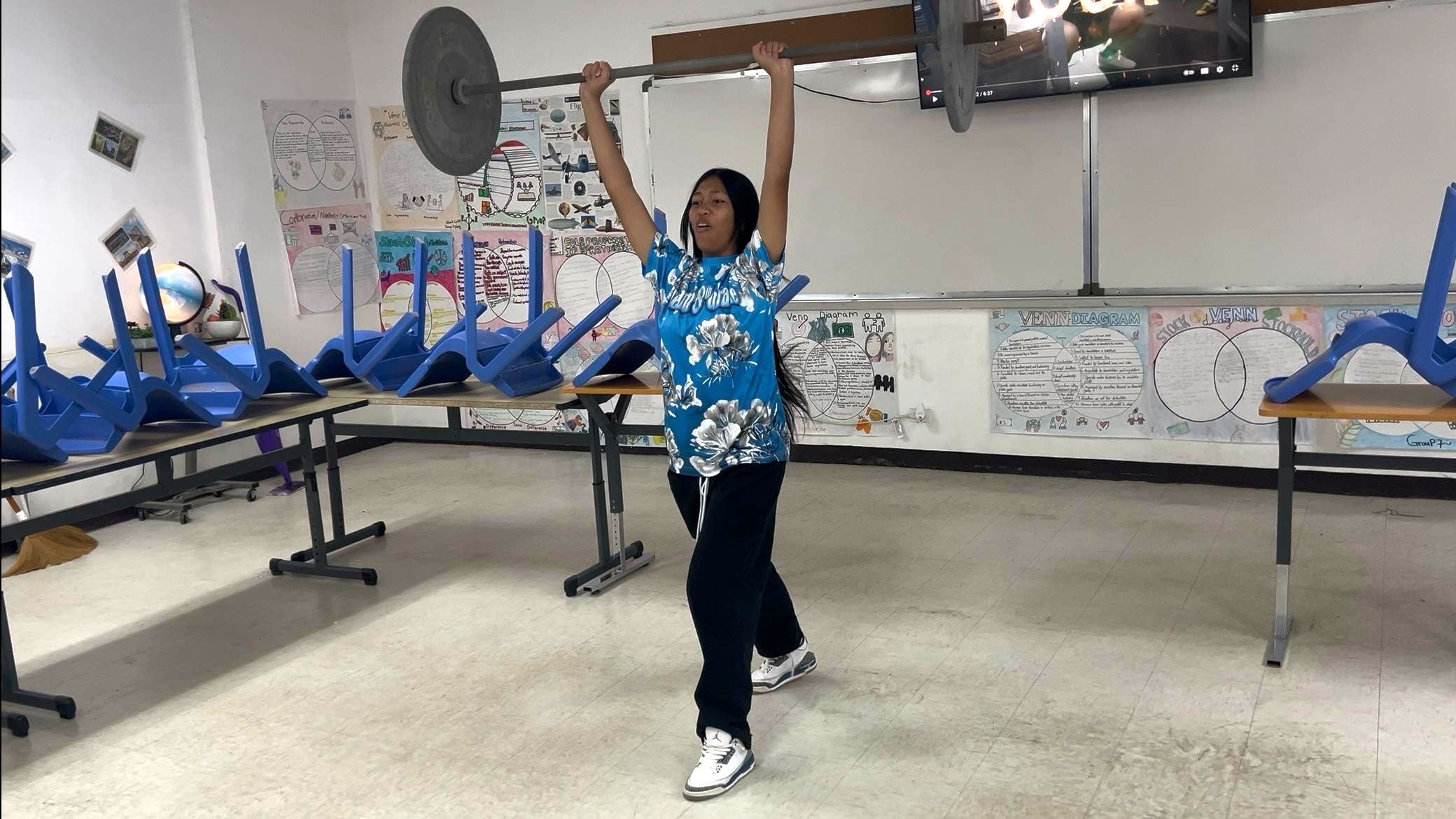 Janelle Tibong works on her Clean & Jerk during a training session of the HD Weightlifting Academy CNMI’s grassroots program under Hopwood Middle School.