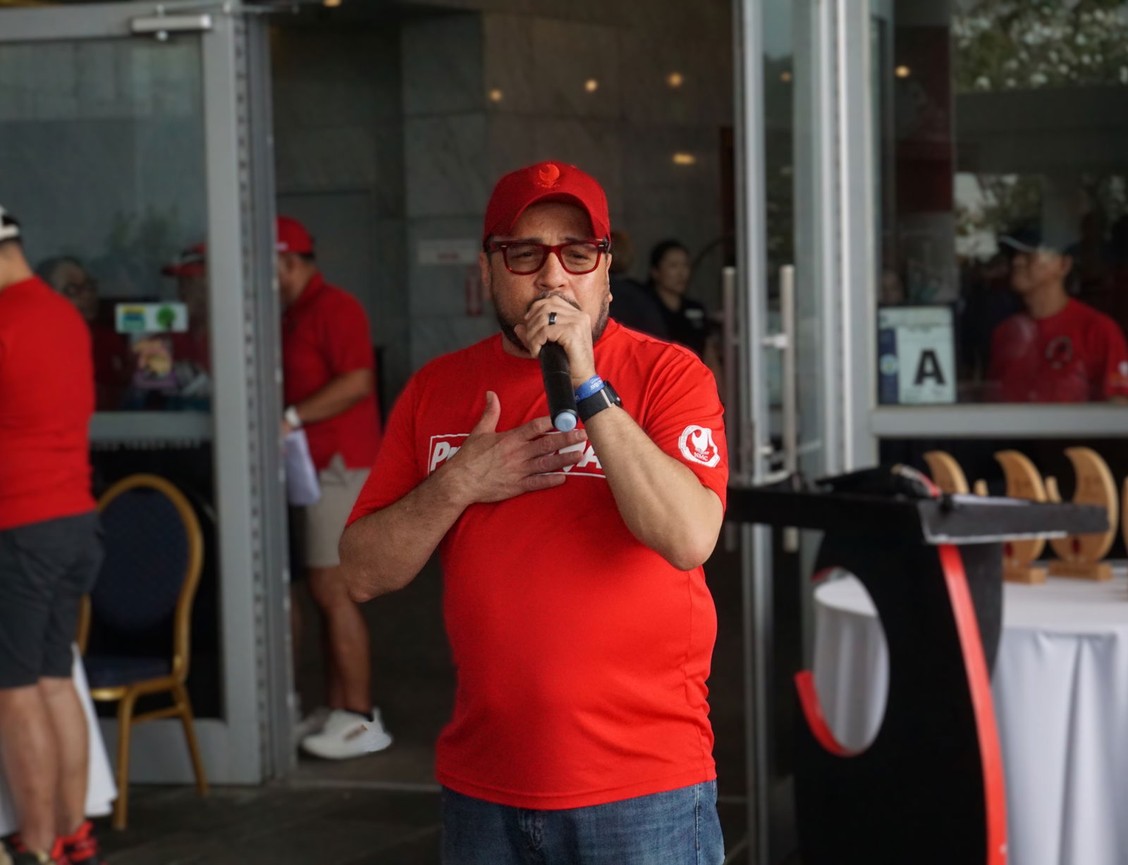 Northern Marianas College President Galvin Deleon Guerrero, EdD, shares his remarks during the awards banquet.Photo by James F. Sablan Jr.