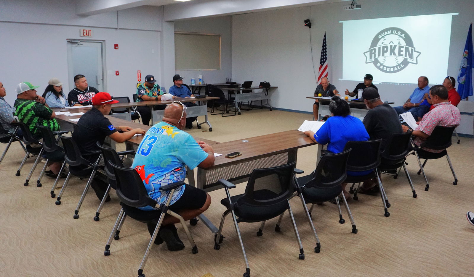 Interested parties and individuals attend a presentation by the Guam Cal Ripken Baseball League in the Ada gym conference room on Wednesday.Photo by James F. Sablan Jr.