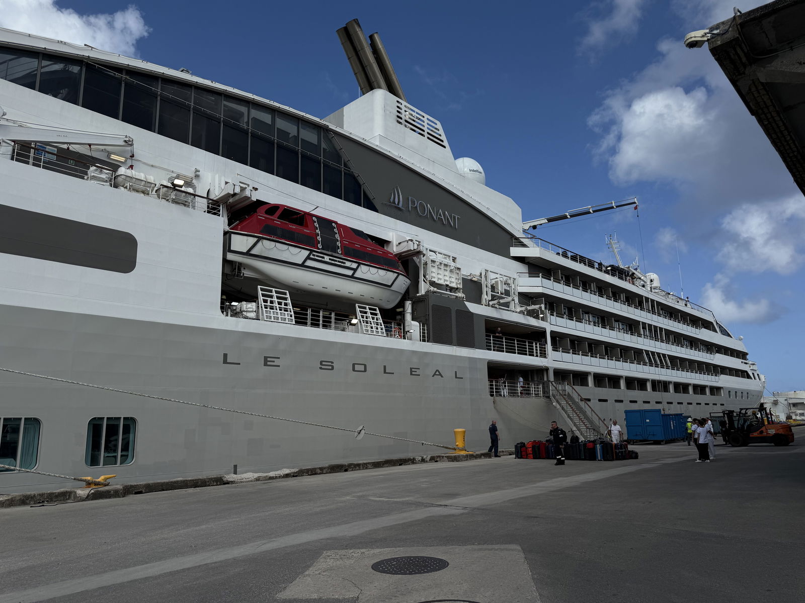 The Le Soléal sits dockside at the Port Authority of Guam on March 31, 2025.