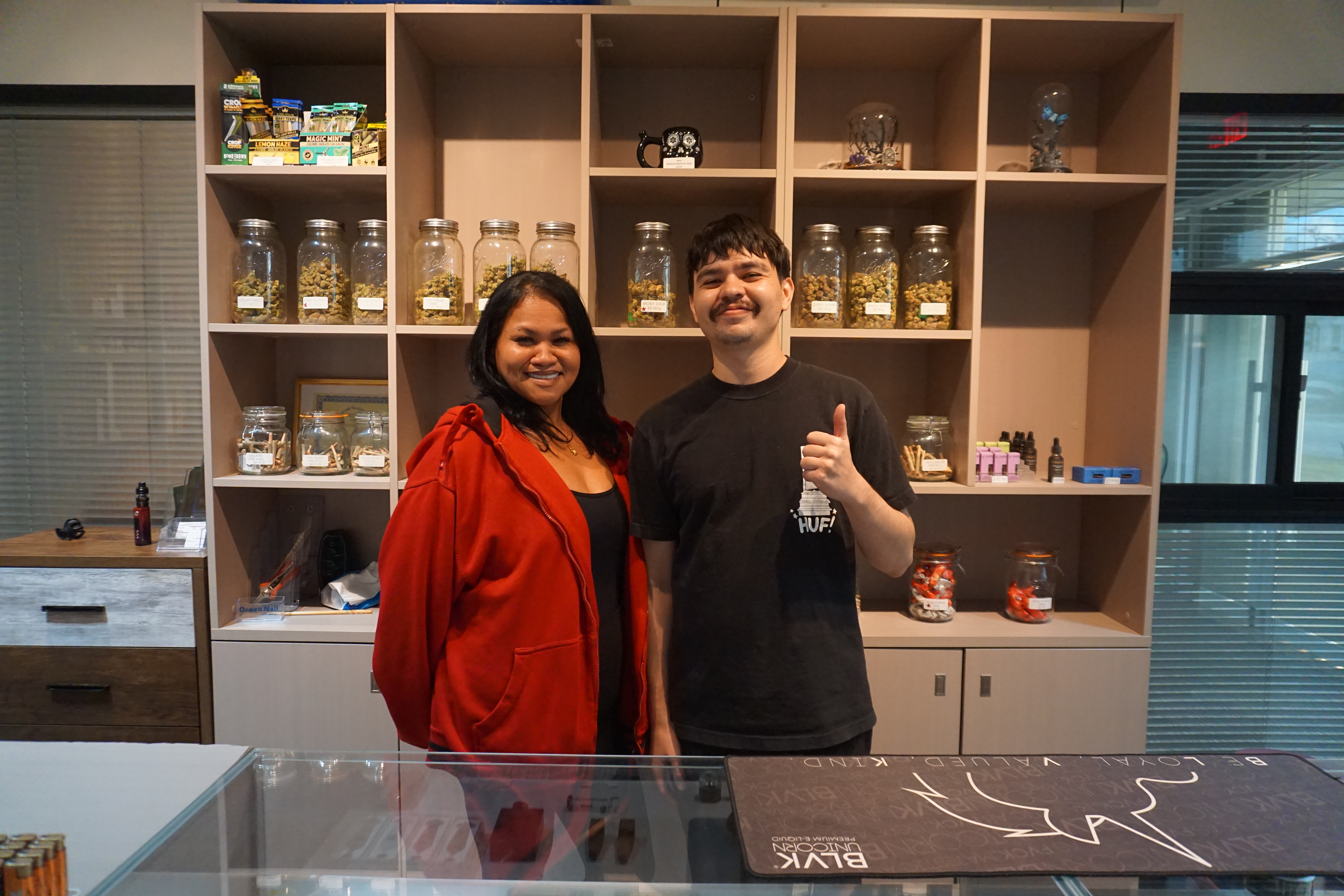 Lorenzo Attao, right, and Flora Sakamoto from CannaSaipan. 