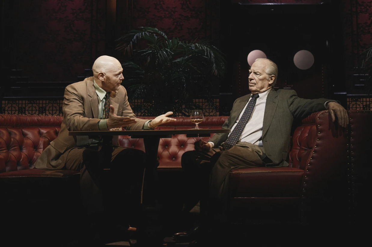 Bill Burr, left, and Michael McKean during a performance of “Glengarry Glen Ross” in New York.AP