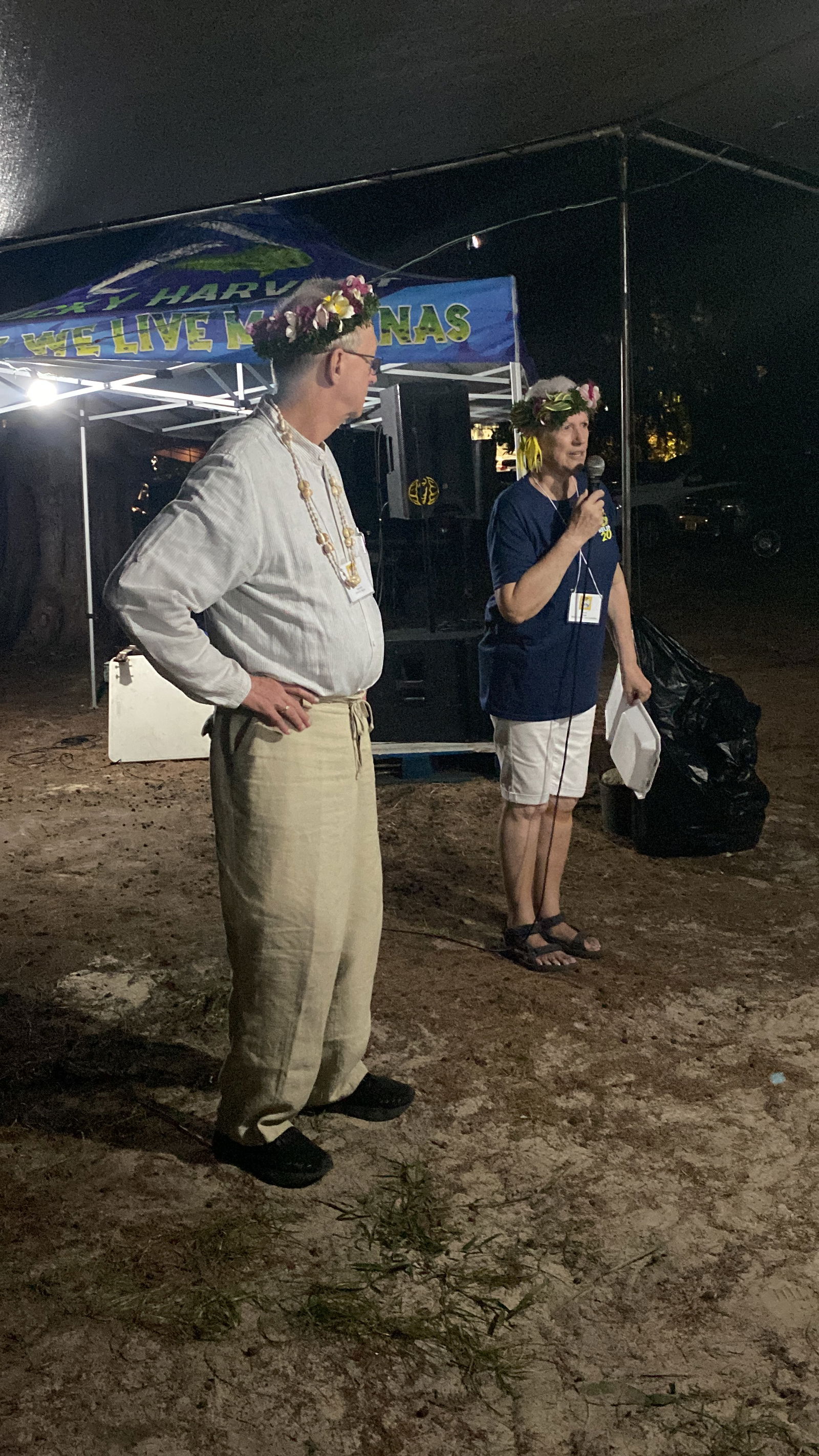 Terry Townsend, left, and Jean Olopai helped organize a reunion of former Peace Corps volunteers on Saipan.