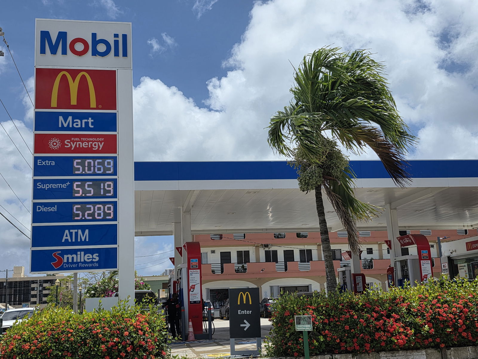 The Mobil Oil gas station on Beach Road in Garapan displays its fuel prices on Tuesday.Photo by Emmanuel T. Erediano