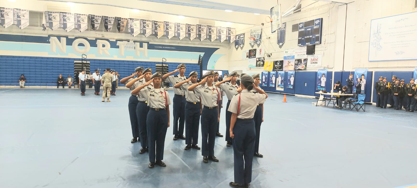 The SSHS Manta Ray cadets take part in the unarmed platoon regulation competition.