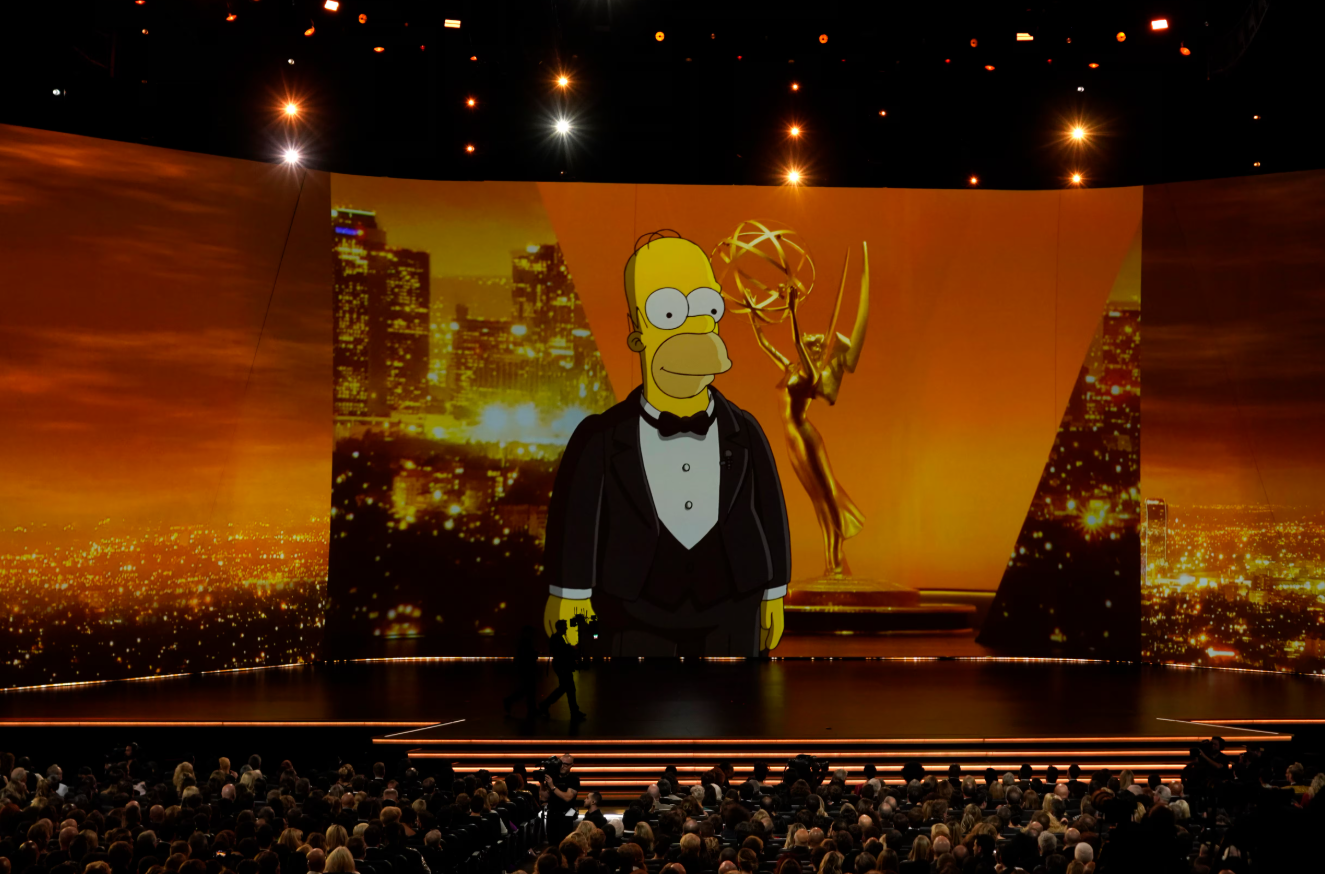 An image of the character "Homer Simpson" is shown on stage at the 71st Primetime Emmy Awards in Los Angeles, California, Sept. 22, 2019.REUTERS