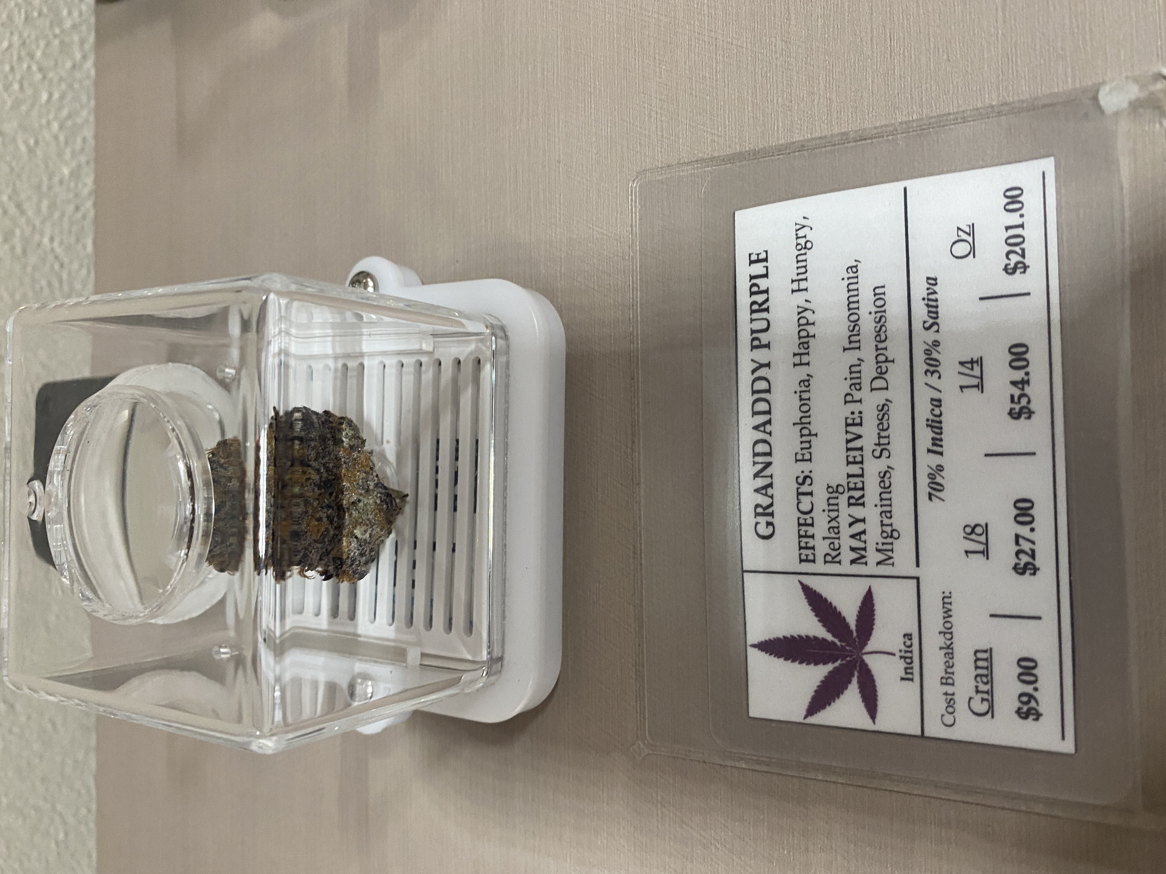 A favorite of budtender Lorenzo Attao from CannaSaipan is the Grandaddy Purple.