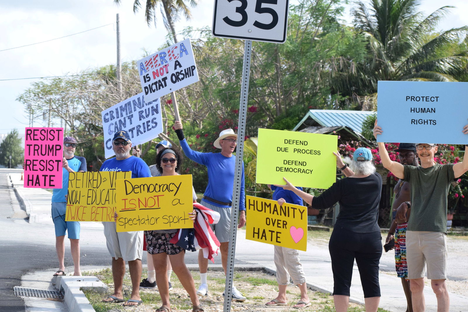 CNMI residents take part in a nationwide “hands-off” protest against the Trump administration.