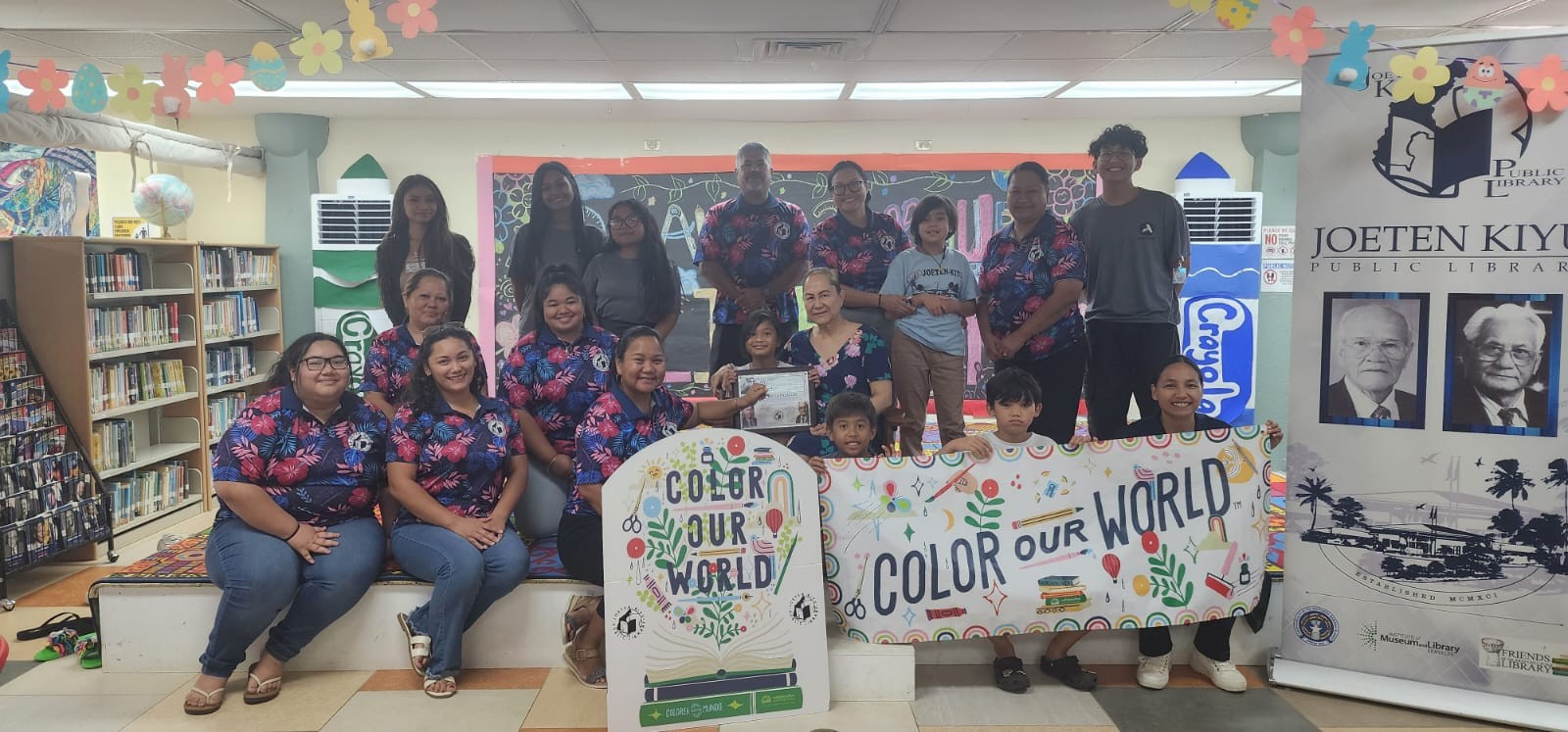 CNMI first lady Wella Palacios with Joeten-Kiyu Public Library staff and some of the participants of this year’s JKPL Summer Reading Program.