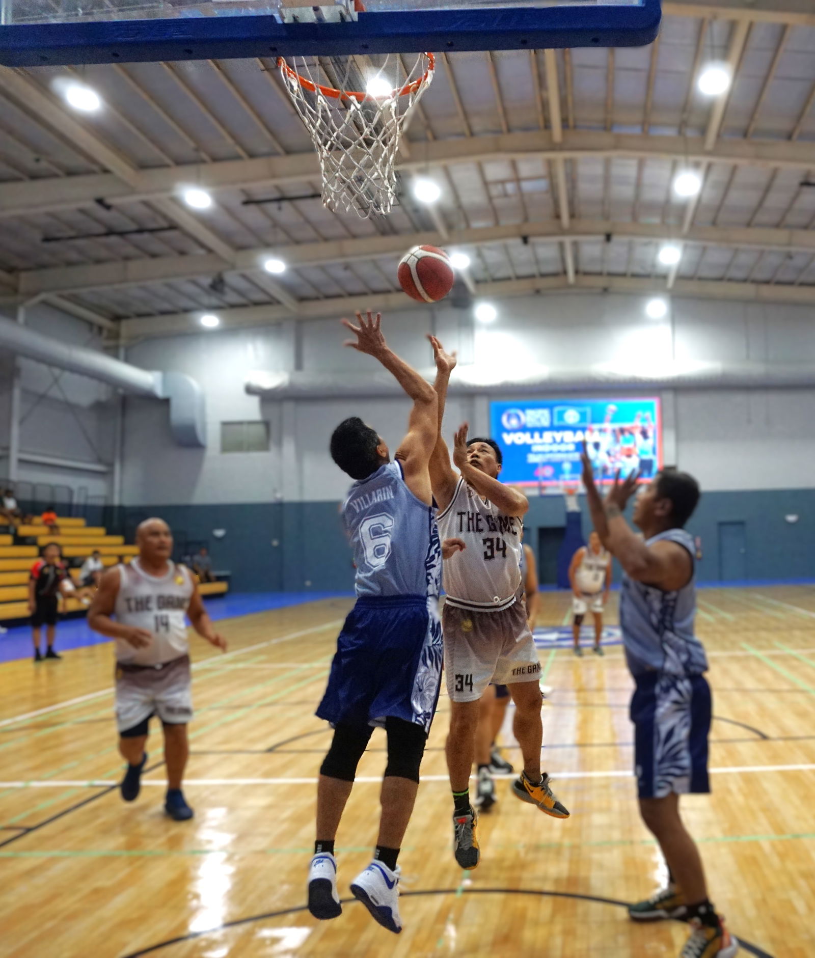 Water Front Oasis’ Bryan Manabat goes for a second-chance attempt during a game against Blue Haus in the masters division of the 2025 IT&E-United Filipino Organization Basketball League at the Ada gym on Saturday.Photo by James F. Sablan Jr.