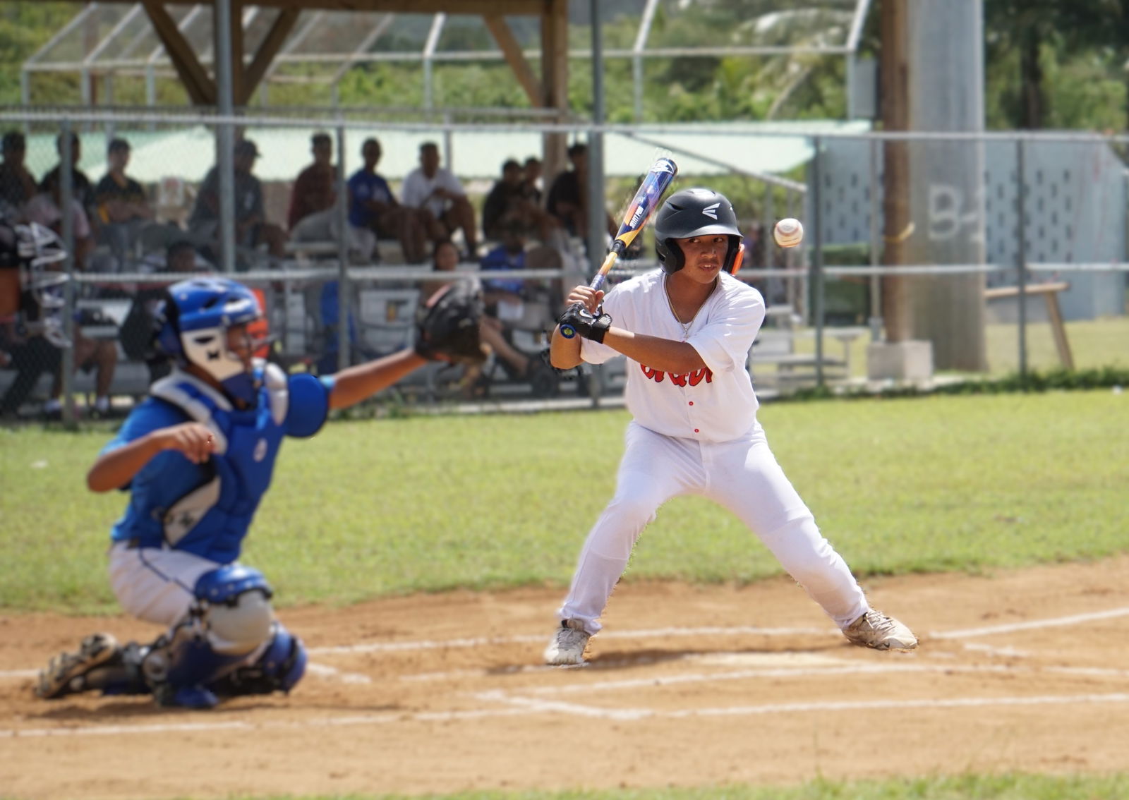 Braves Sr.’s Bungko Falig watches the pitch miss the zone during a Senior Division game of the 2025 Saipan Little League Baseball at the Francisco "Tan Ko" Palacios Baseball Field.Photo by James F. Sablan Jr.