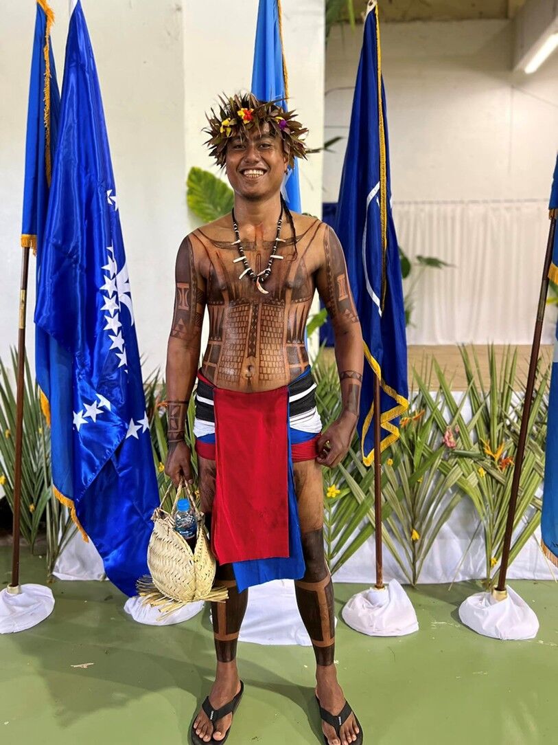 Traditional Yapese tattoos on display from the 2023 Micronesia Expo in Kosrae.YVB photo
