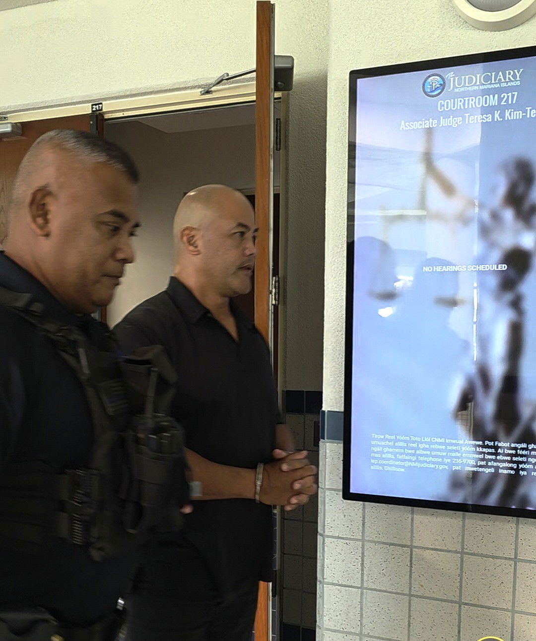 Nick Reyes was taken into the custody of the CNMI Marshals after a jury found him guilty as charged on Tuesday afternoon.